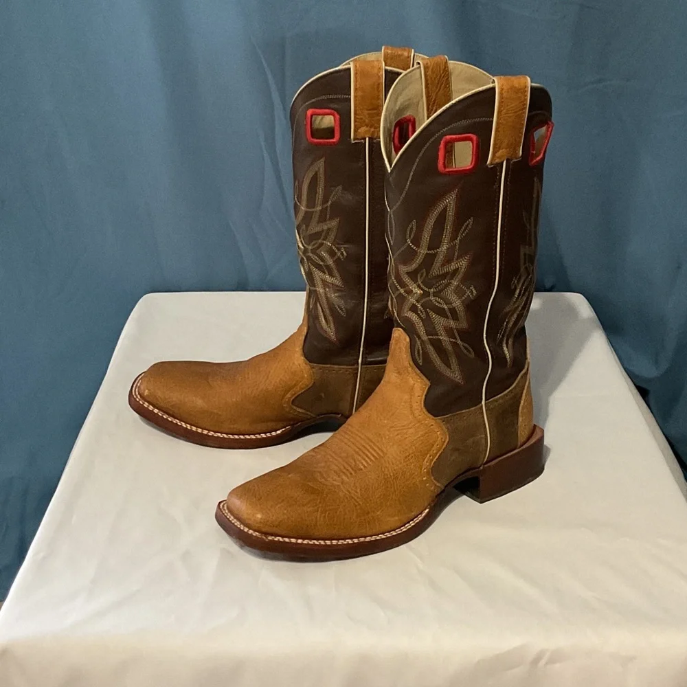 Double H Two-Tone Square-Toed Boots 9 1/2D - Picture 4 of 6
